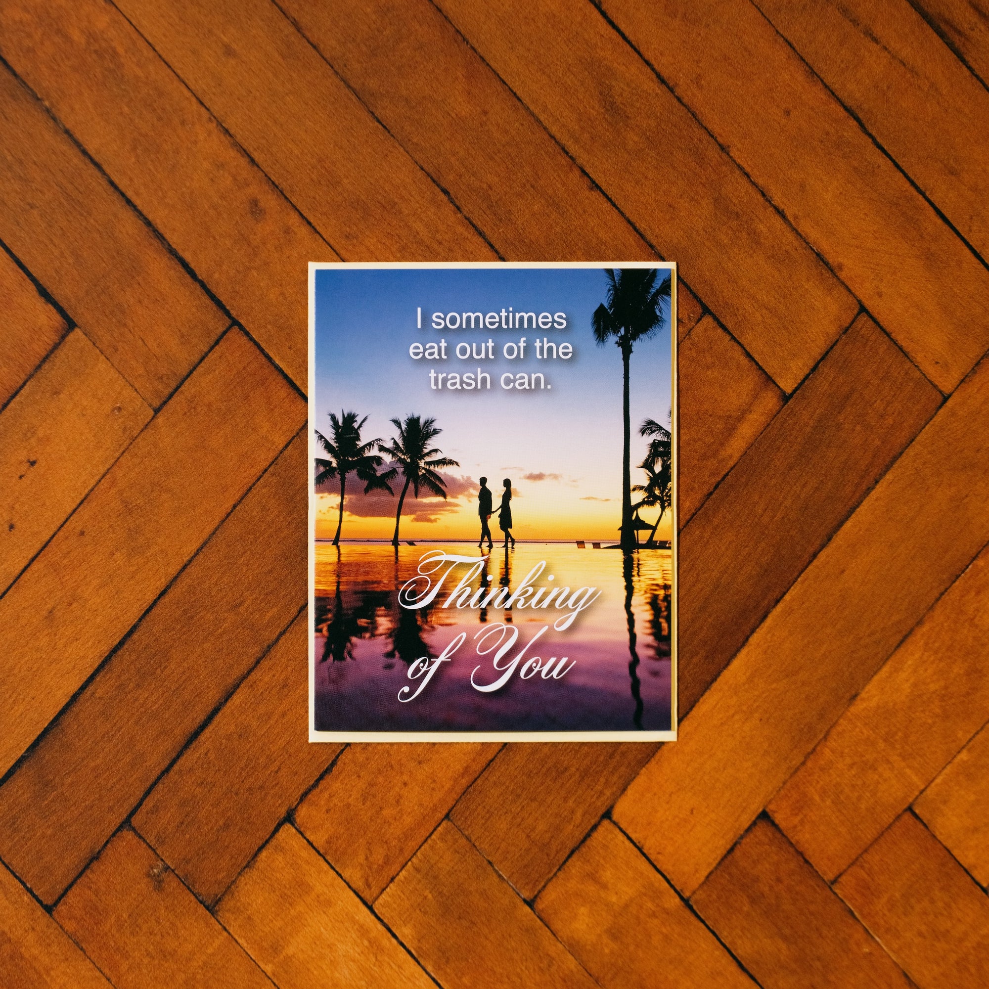 Trash Can Food Greeting Card