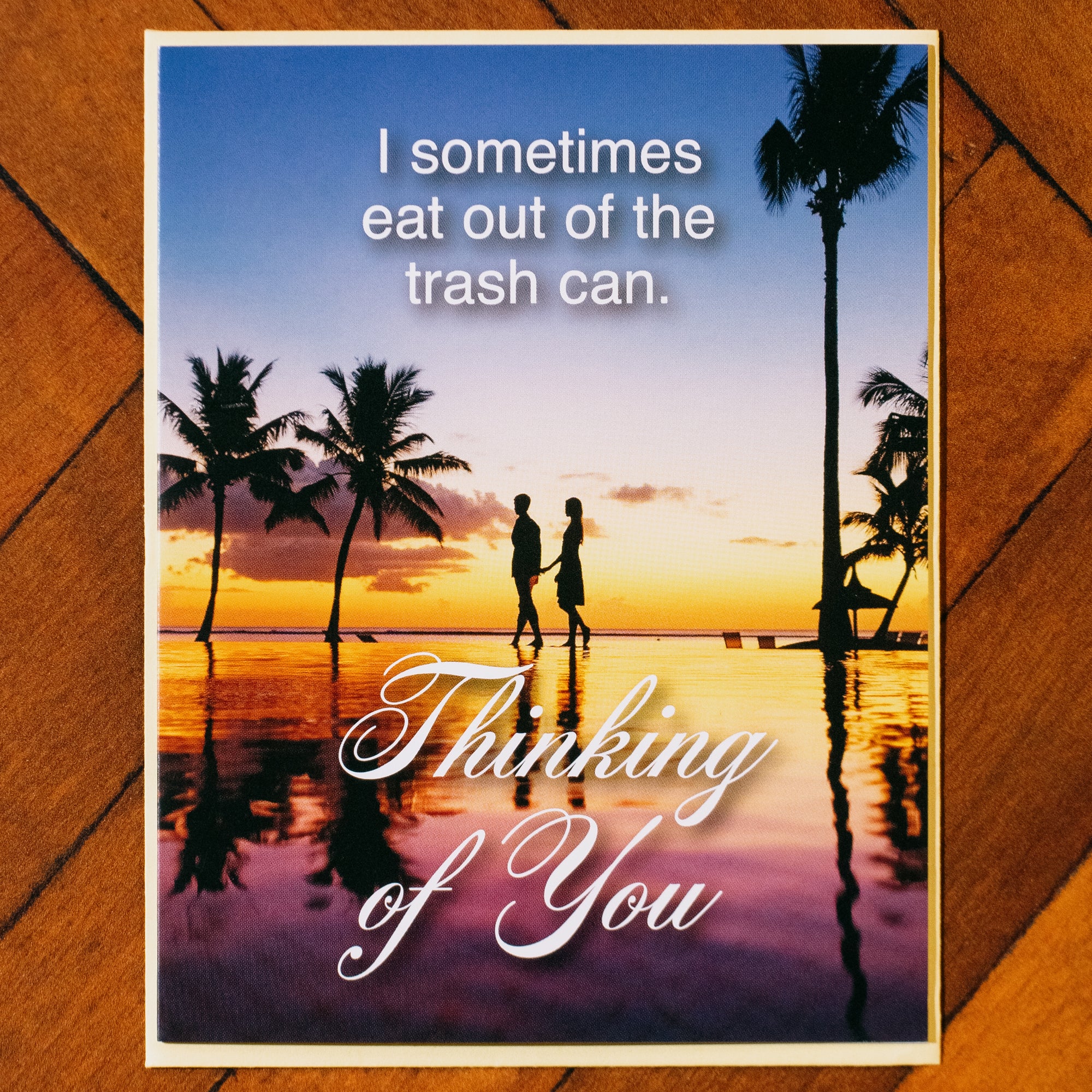 Trash Can Food Greeting Card