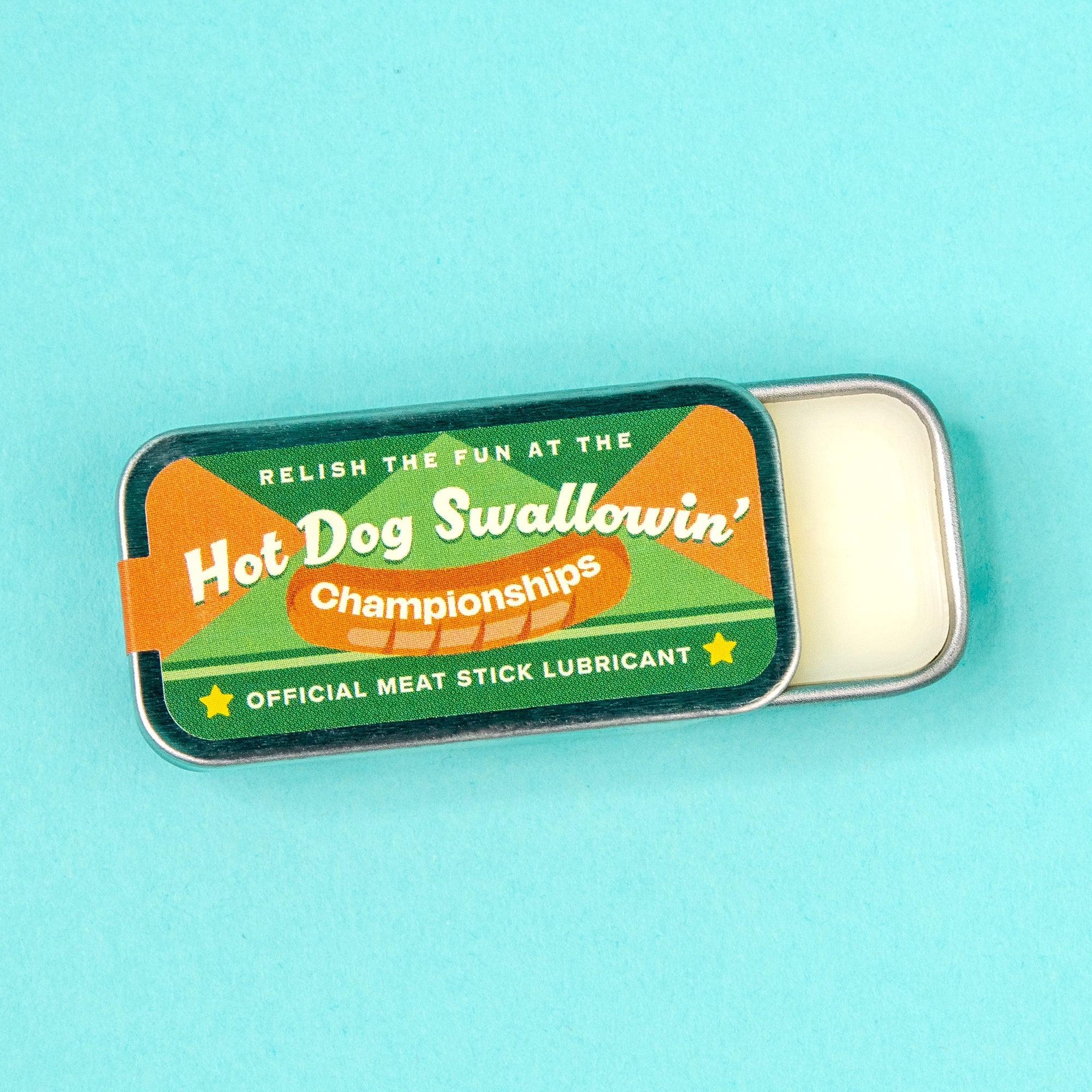 Hot Dog Swallowin' Championships Lip Balm Tin